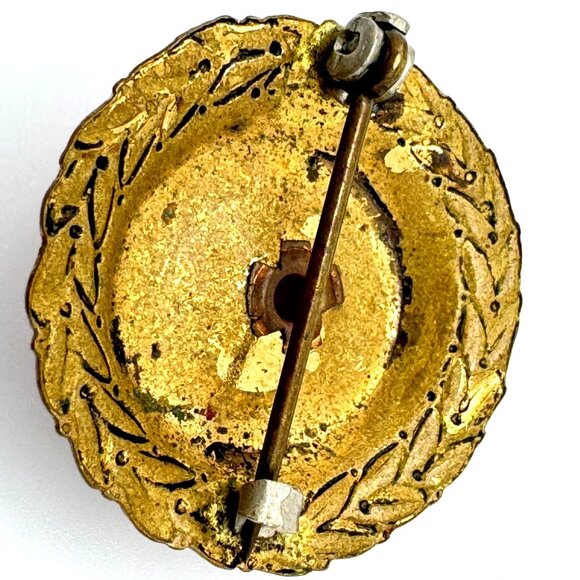 Coral Celluloid Brass Brooch Pin Floral Design Estate Antique Victorian Carved - Picture 3 of 7